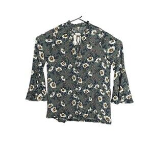 Free People Magic‎ Mystery Tunic Mini Dress Women XS/TP Bell Sleeve Boho Paisley